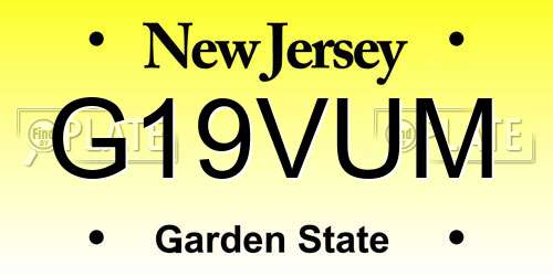 G19VUM New Jersey License Plate