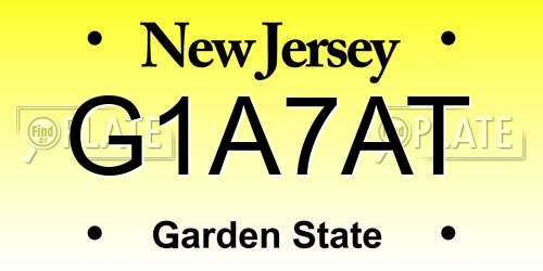 G1A7AT New Jersey License Plate