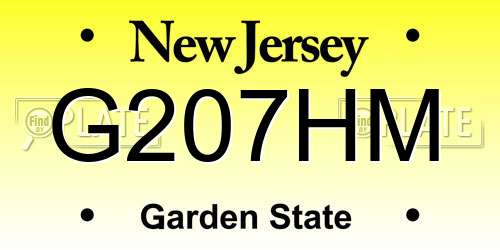 G207HM New Jersey License Plate