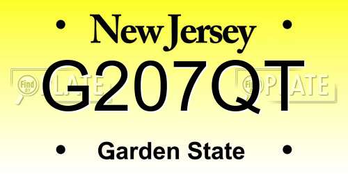 G207QT New Jersey License Plate