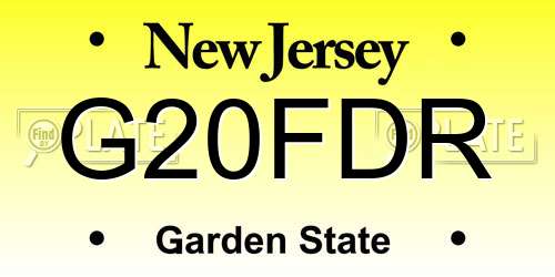 G20FDR New Jersey License Plate