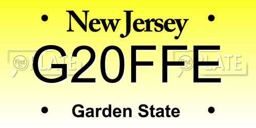 G20FFE New Jersey License Plate