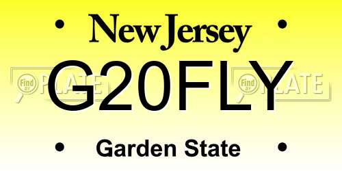 G20FLY New Jersey License Plate