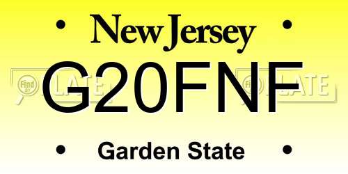 G20FNF New Jersey License Plate
