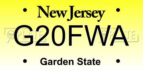 G20FWA New Jersey License Plate