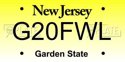 G20FWL New Jersey License Plate