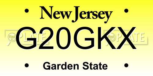 G20GKX New Jersey License Plate