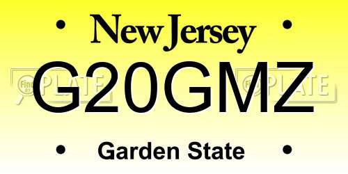 G20GMZ New Jersey License Plate