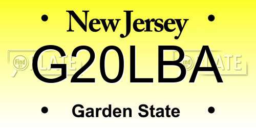 G20LBA New Jersey License Plate