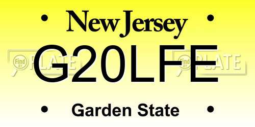 G20LFE New Jersey License Plate
