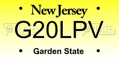 G20LPV New Jersey License Plate