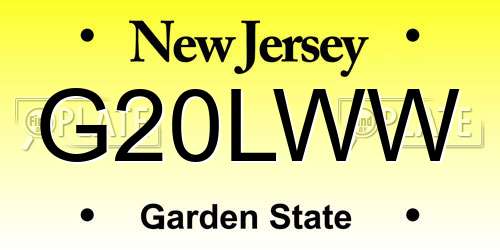 G20LWW New Jersey License Plate
