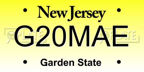 G20MAE New Jersey License Plate