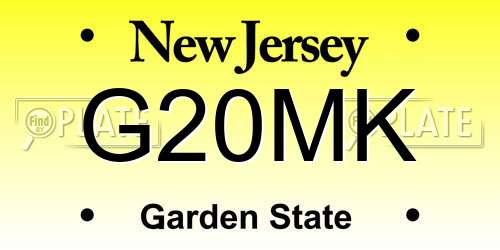 G20MK New Jersey License Plate