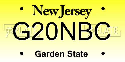 G20NBC New Jersey License Plate