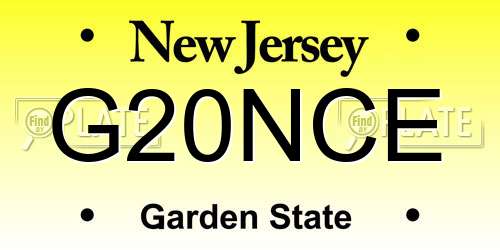 G20NCE New Jersey License Plate