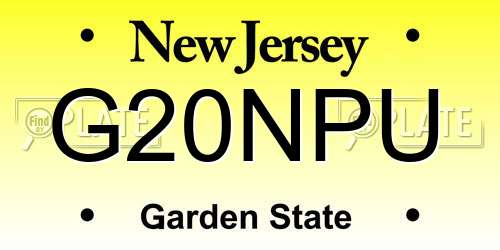 G20NPU New Jersey License Plate