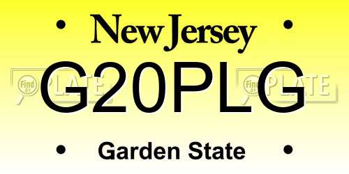 G20PLG New Jersey License Plate