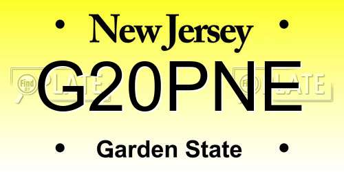 G20PNE New Jersey License Plate