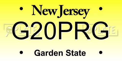 G20PRG New Jersey License Plate