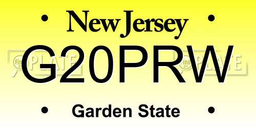 G20PRW New Jersey License Plate