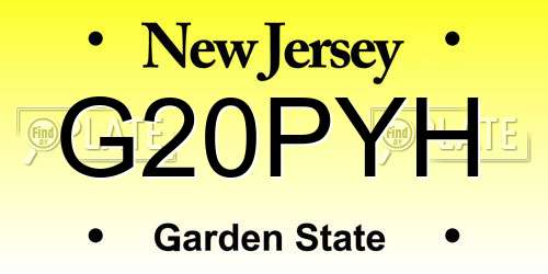 G20PYH New Jersey License Plate