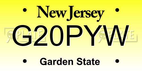 G20PYW New Jersey License Plate