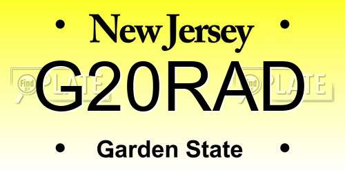G20RAD New Jersey License Plate