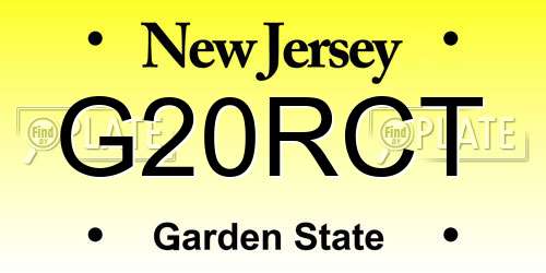 G20RCT New Jersey License Plate