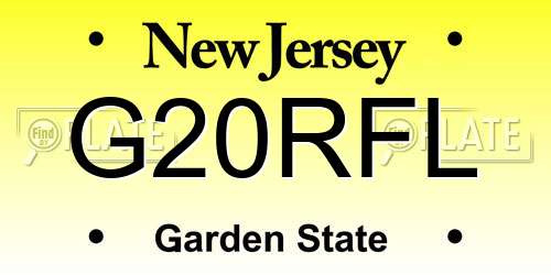 G20RFL New Jersey License Plate