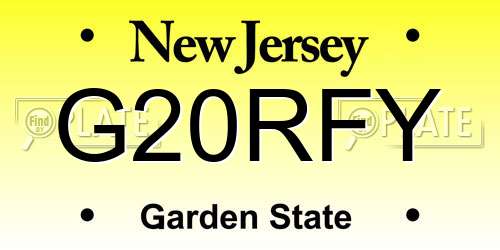 G20RFY New Jersey License Plate