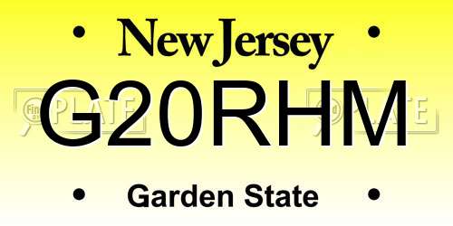 G20RHM New Jersey License Plate