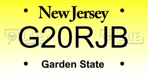 G20RJB New Jersey License Plate