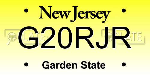 G20RJR New Jersey License Plate