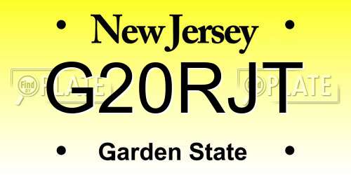 G20RJT New Jersey License Plate