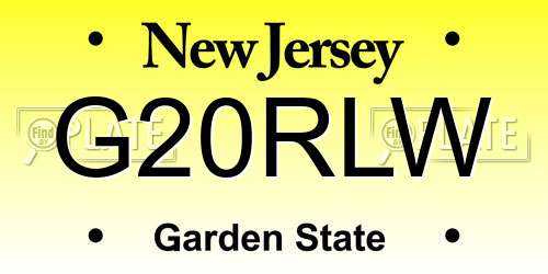 G20RLW New Jersey License Plate