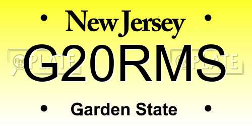 G20RMS New Jersey License Plate