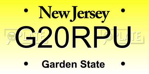 G20RPU New Jersey License Plate