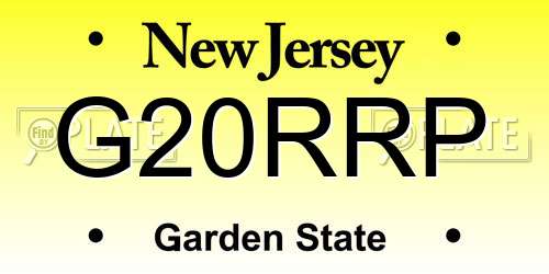 G20RRP New Jersey License Plate