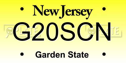 G20SCN New Jersey License Plate