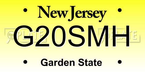 G20SMH New Jersey License Plate