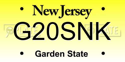 G20SNK New Jersey License Plate