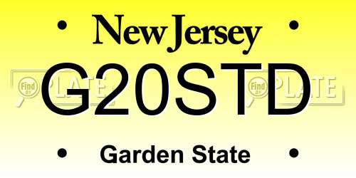 G20STD New Jersey License Plate