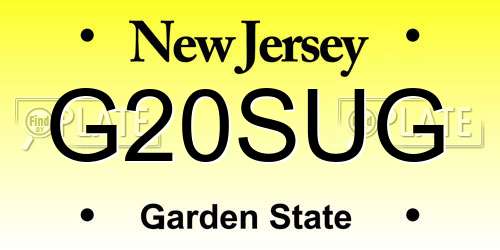 G20SUG New Jersey License Plate