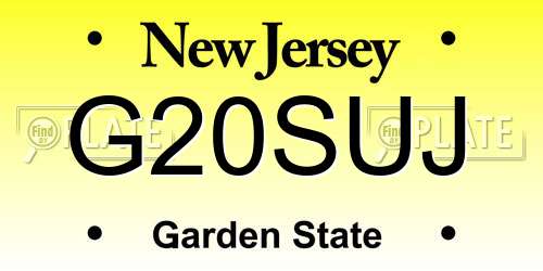 G20SUJ New Jersey License Plate