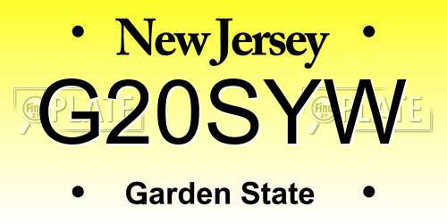 G20SYW New Jersey License Plate