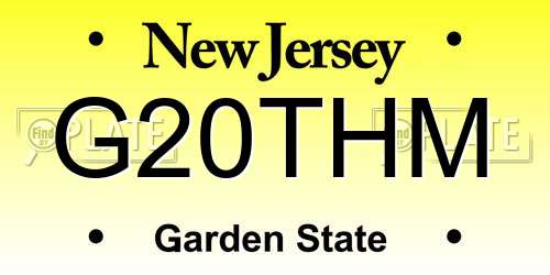G20THM New Jersey License Plate