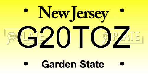 G20TOZ New Jersey License Plate