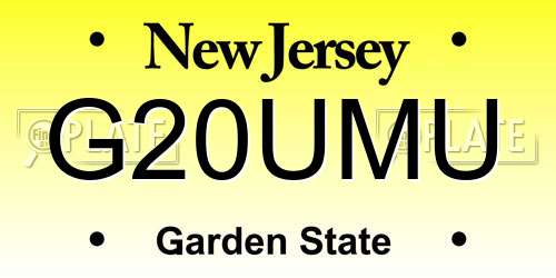 G20UMU New Jersey License Plate