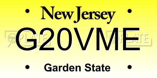 G20VME New Jersey License Plate